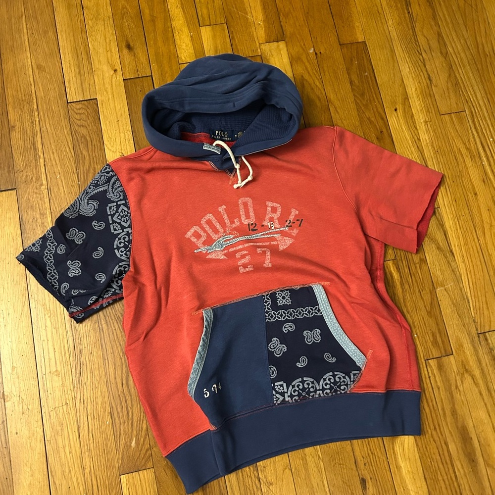 Polo by Ralph Lauren Patchwork Hoodie in Red and Navy